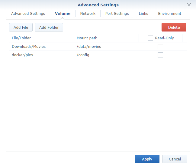 Docker folder screenshot